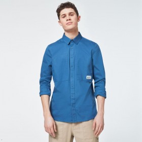 Oakley Shirts New Arrival - Workwear Patch Long Sleeve Mens Blue